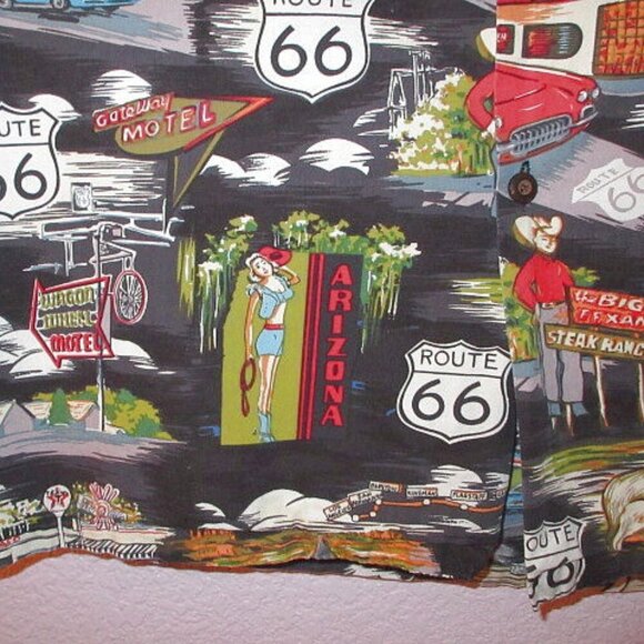 Vtg Pacific Legend Men's Hawaiian Shirt Size L Button Up Route 66 Dinosaur USA - Picture 9 of 12